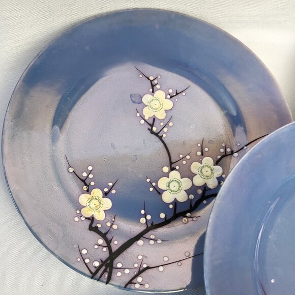 Takito Vintage Purple Lusterware Plates Set of 5 Cherry Blossom Design 7” Japan - Picture 4 of 7
